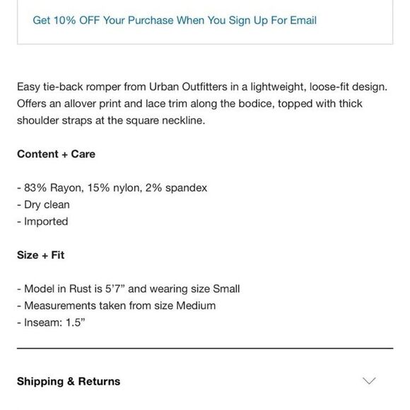 Urban Outfitters “Brunching” Lace Trim Brown Romper Women's Size Large - Picture 4 of 12